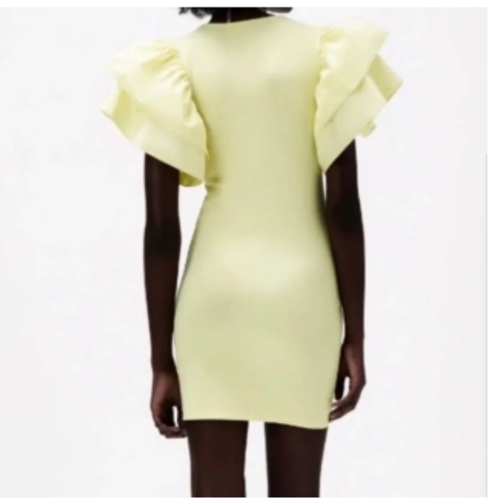 Zara Yellow Ruffle Mini Dress - Picture 2 of 8